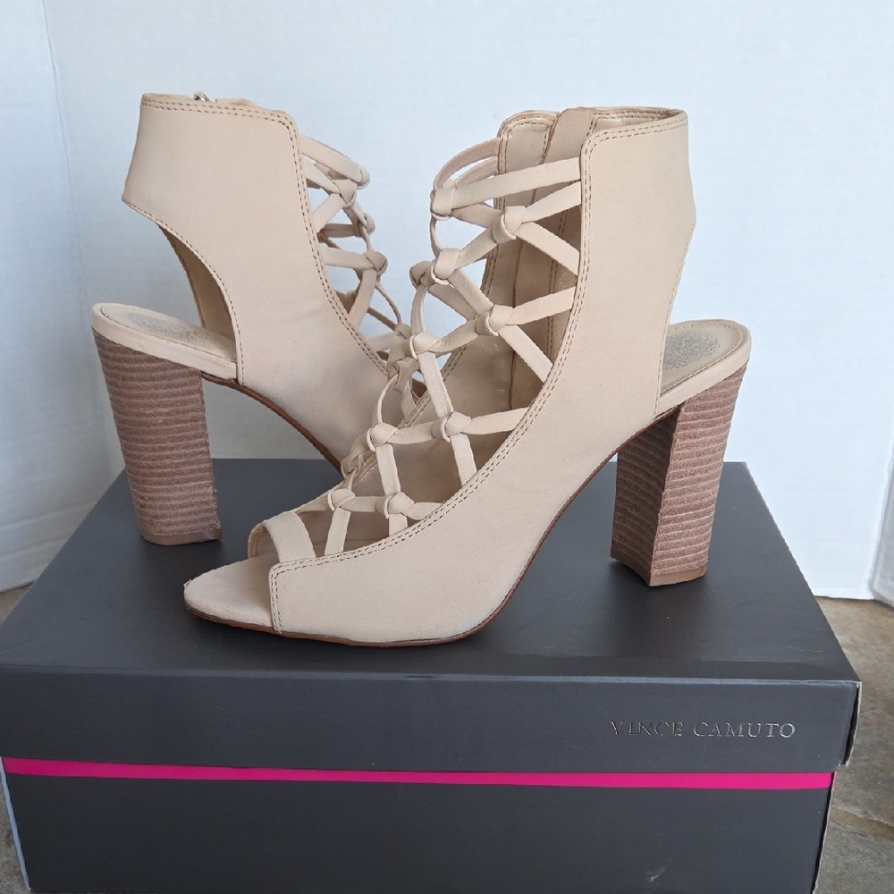 Vince Camuto Stesha Tan Heeled Leather Sandals